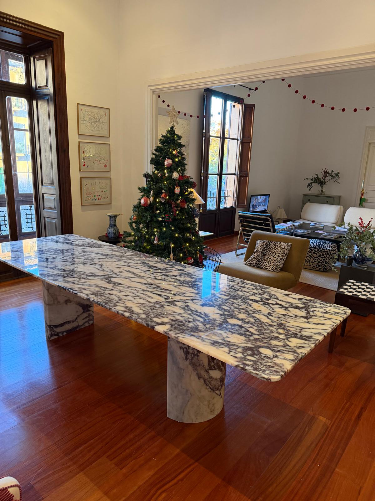 Rectangular Calacatta Viola Marble Dinner Table - Handmade Natural Dining Table