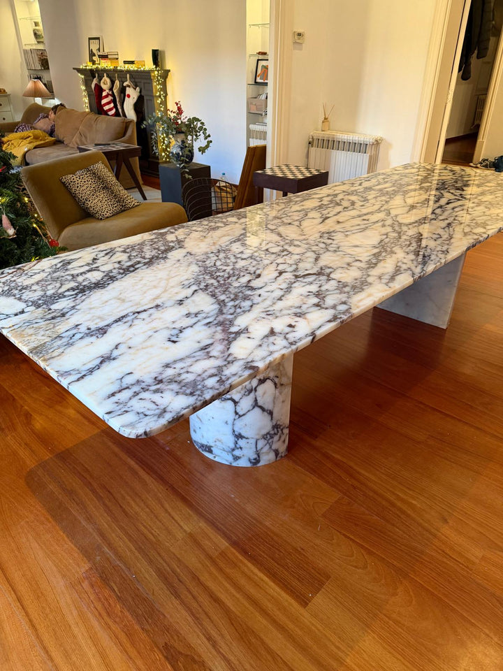 Rectangular Calacatta Viola Marble Dinner Table - Handmade Natural Dining Table