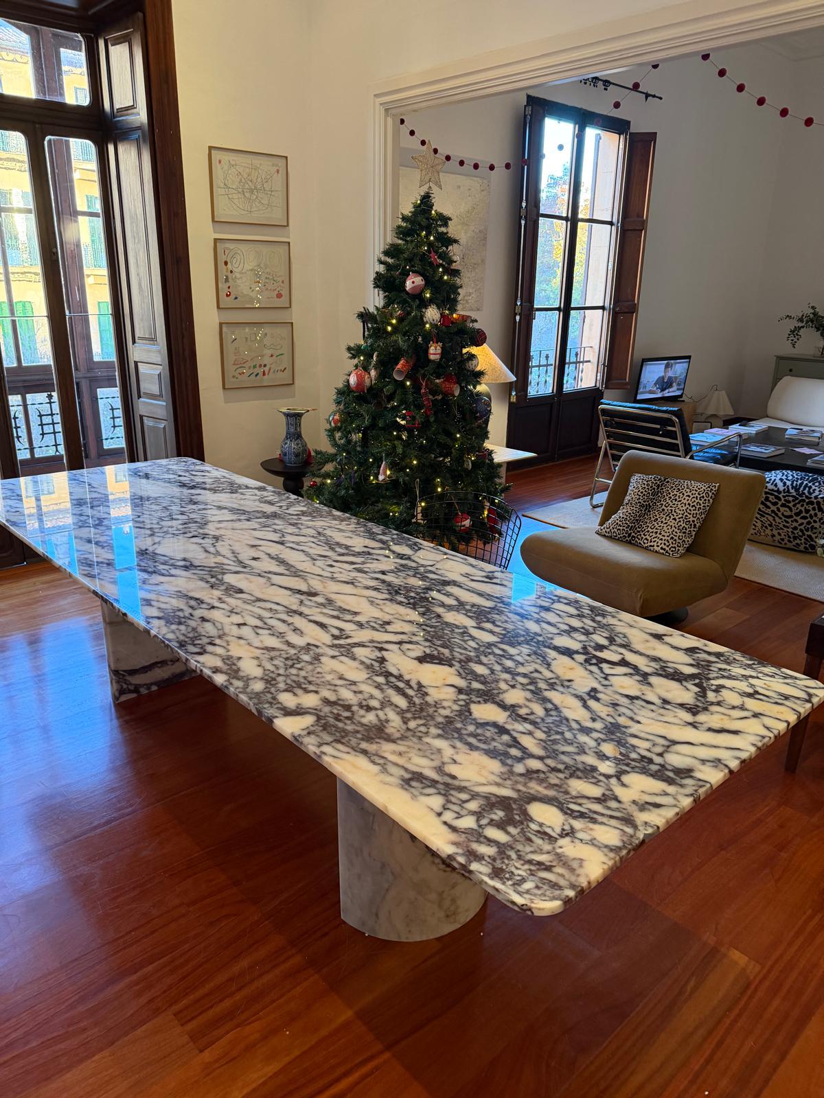 Rectangular Calacatta Viola Marble Dinner Table - Handmade Natural Dining Table