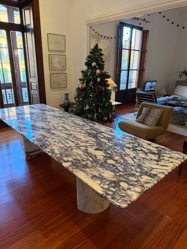Rectangular Calacatta Viola Marble Dinner Table - Handmade Natural Dining Table