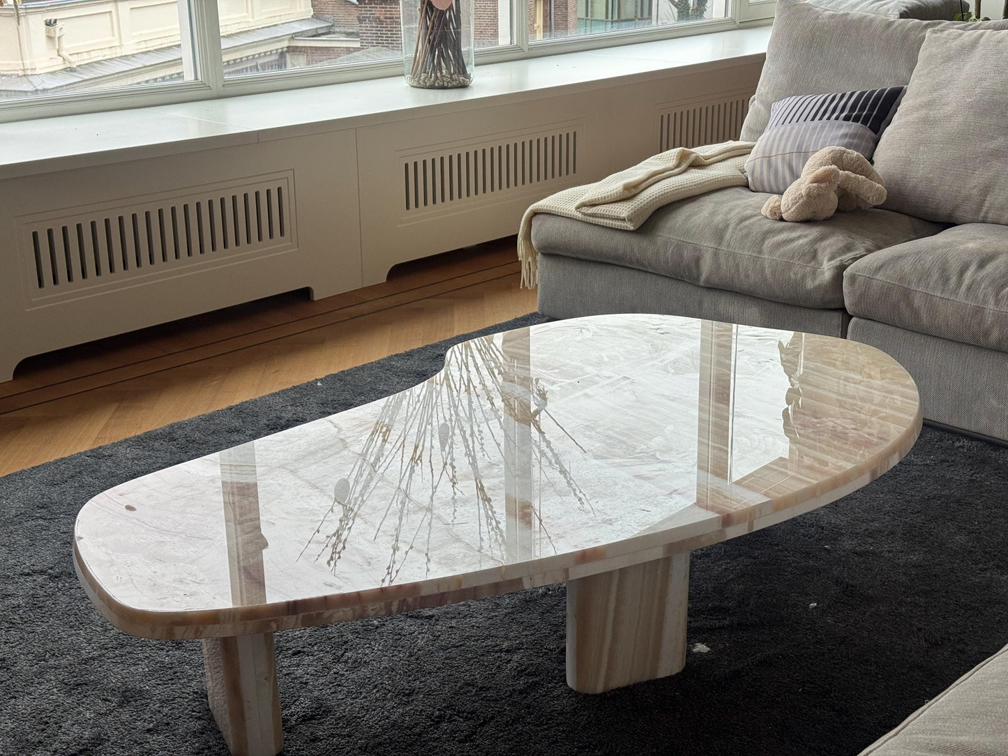 Caramel Onyx Marble Coffee Table - Custom Luxury Modern Living Room Center Table