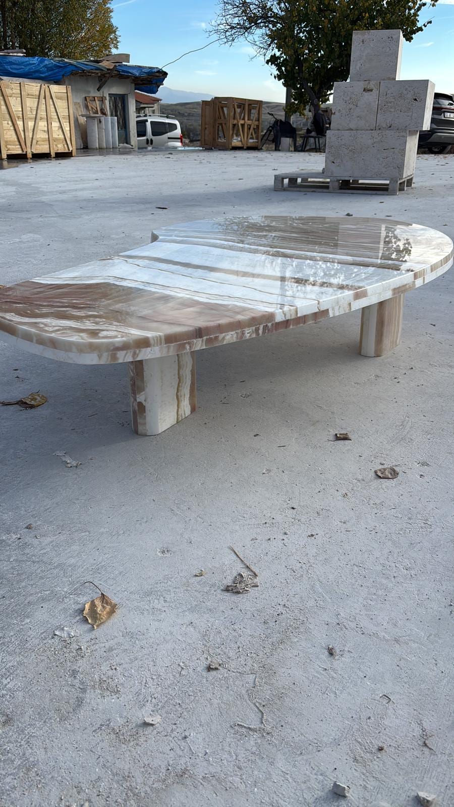 Caramel Onyx Marble Coffee Table - Custom Luxury Modern Living Room Center Table