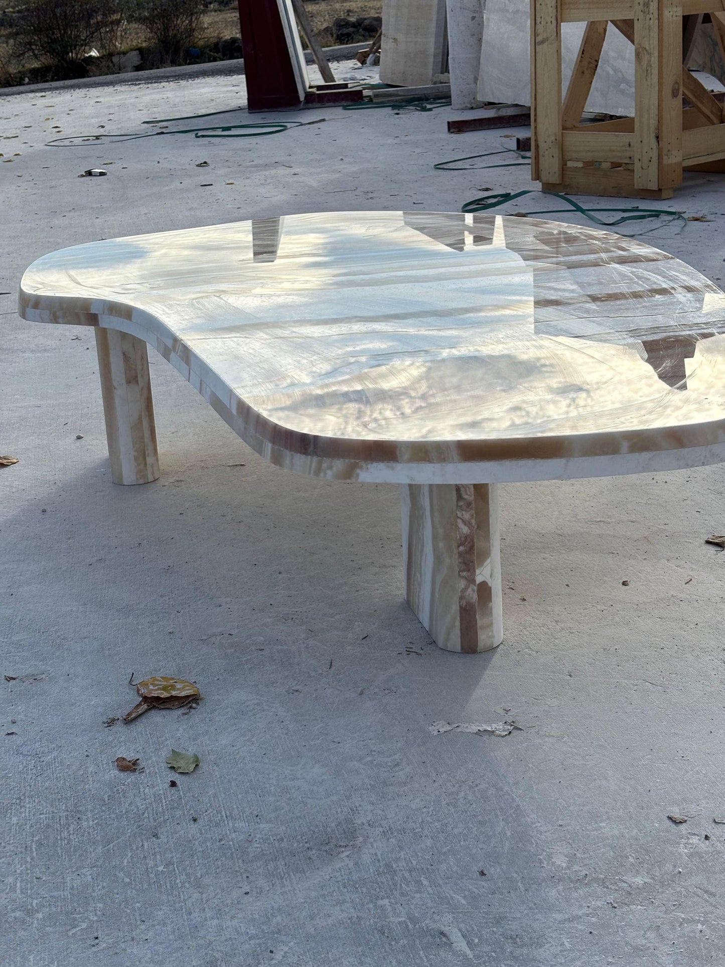 Caramel Onyx Marble Coffee Table - Custom Luxury Modern Living Room Center Table
