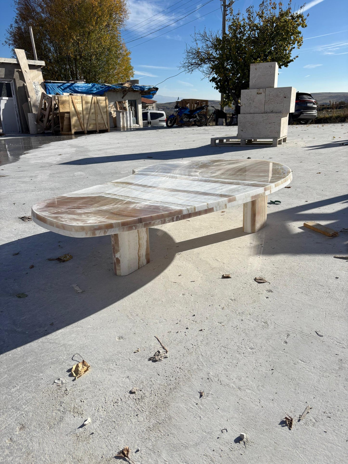 Caramel Onyx Marble Coffee Table - Custom Luxury Modern Living Room Center Table