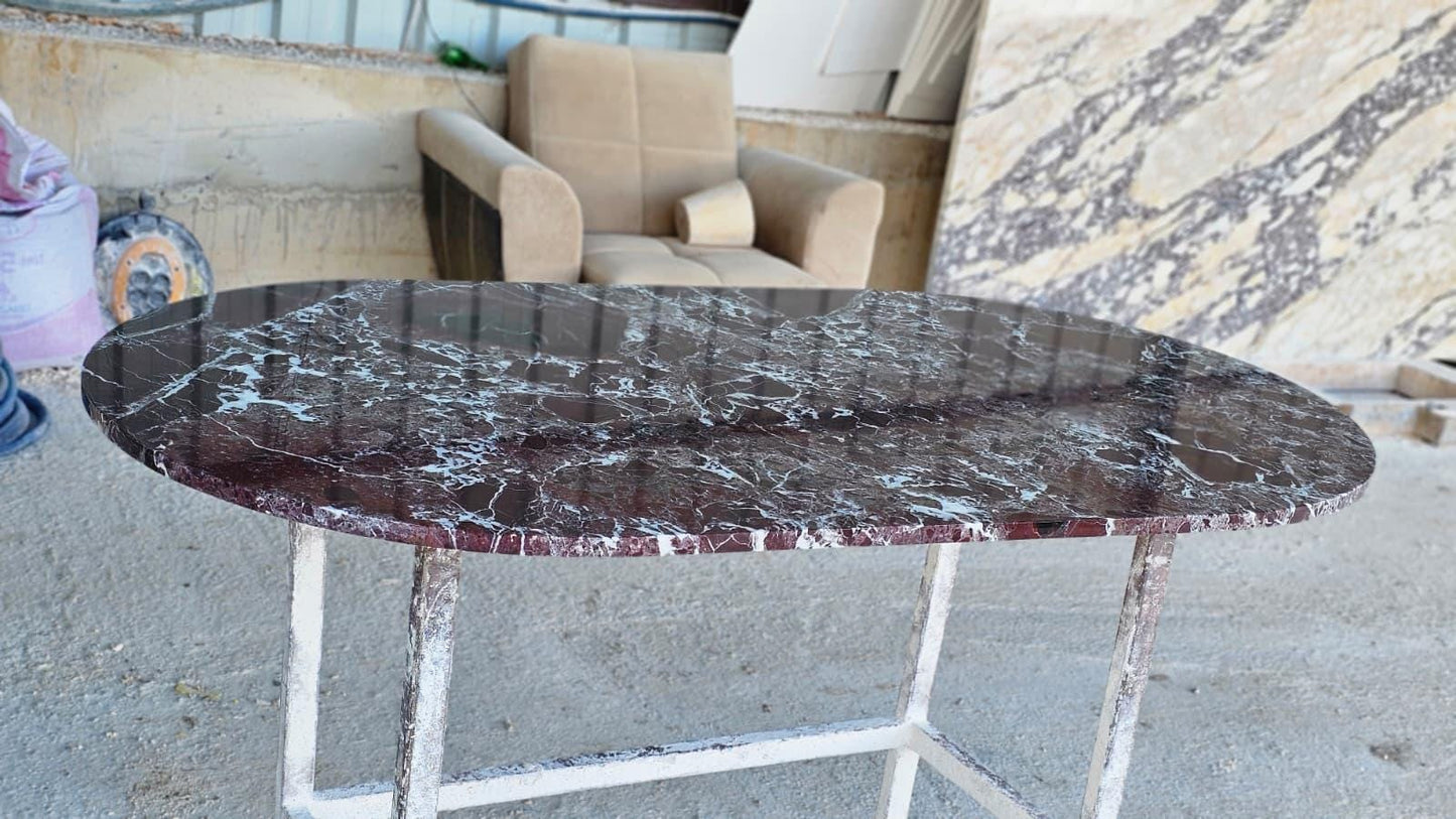 Custom Order Rosso Levanto Marble Table Top - Handmade Red Dining Table - Natural Burgundy Stone
