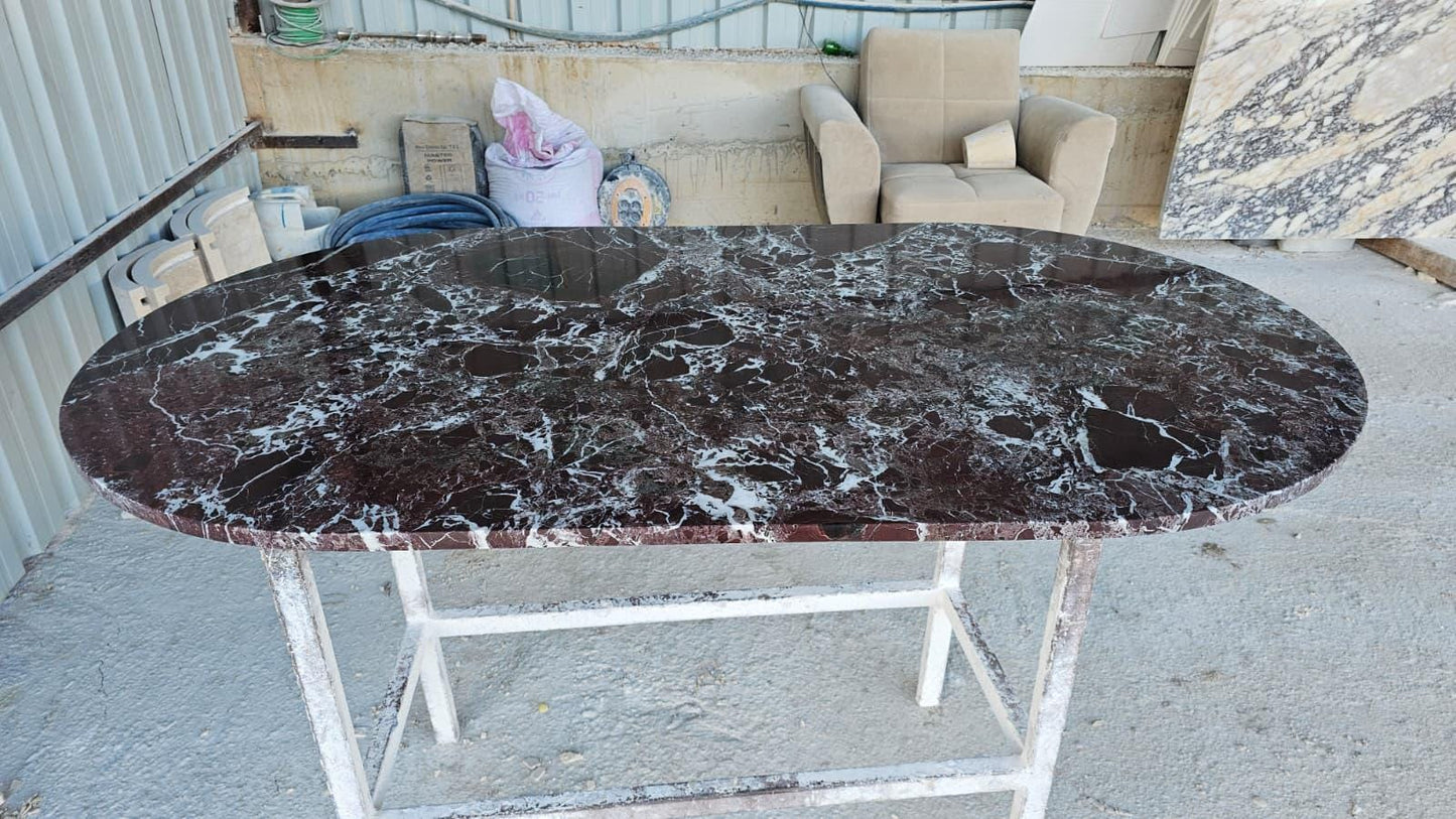 Custom Order Rosso Levanto Marble Table Top - Handmade Red Dining Table - Natural Burgundy Stone