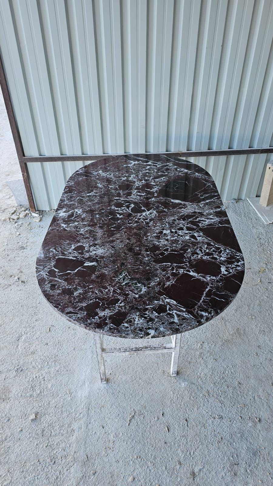 Custom Order Rosso Levanto Marble Table Top - Handmade Red Dining Table - Natural Burgundy Stone