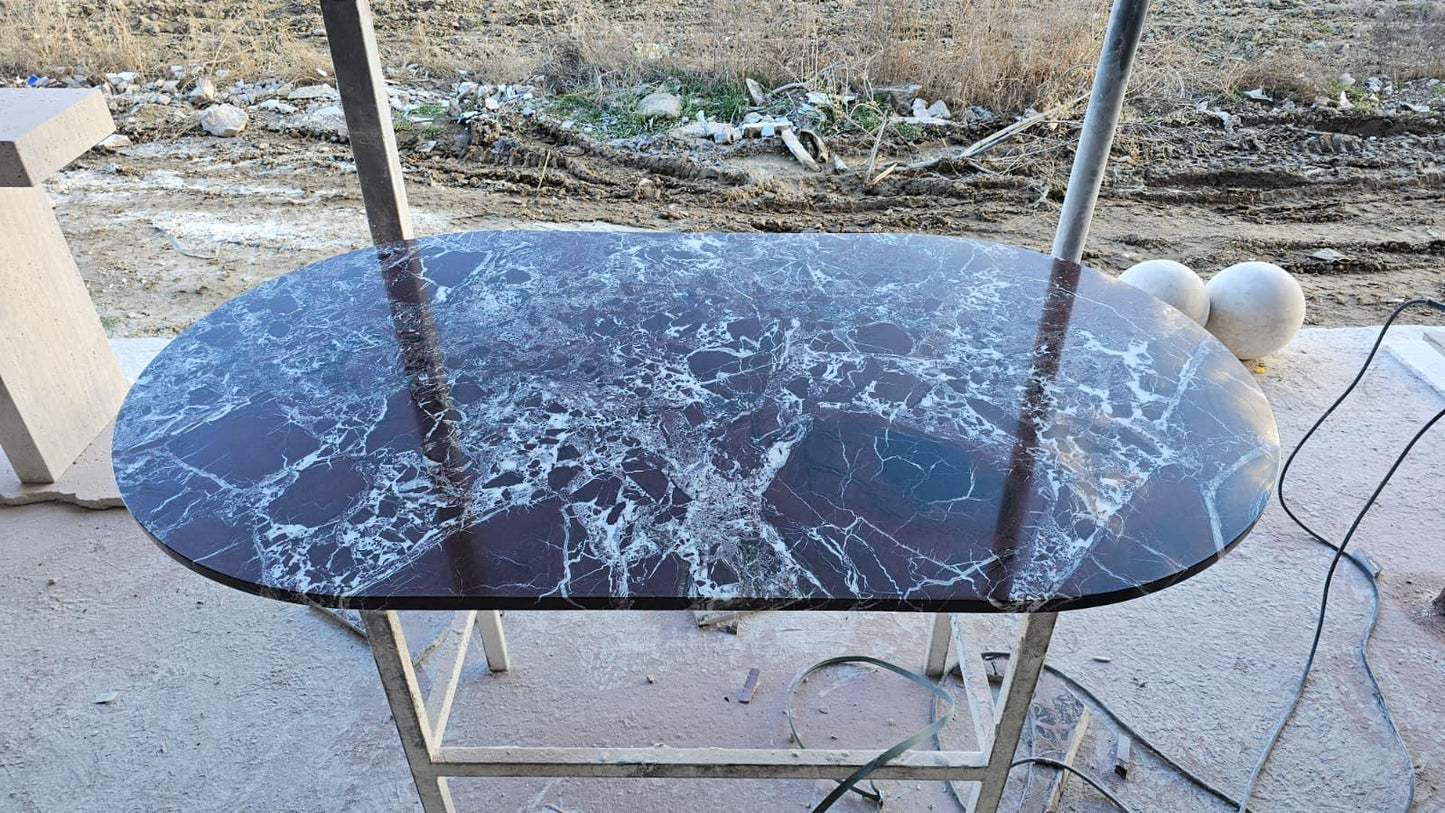 Custom Order Rosso Levanto Marble Table Top - Handmade Red Dining Table - Natural Burgundy Stone
