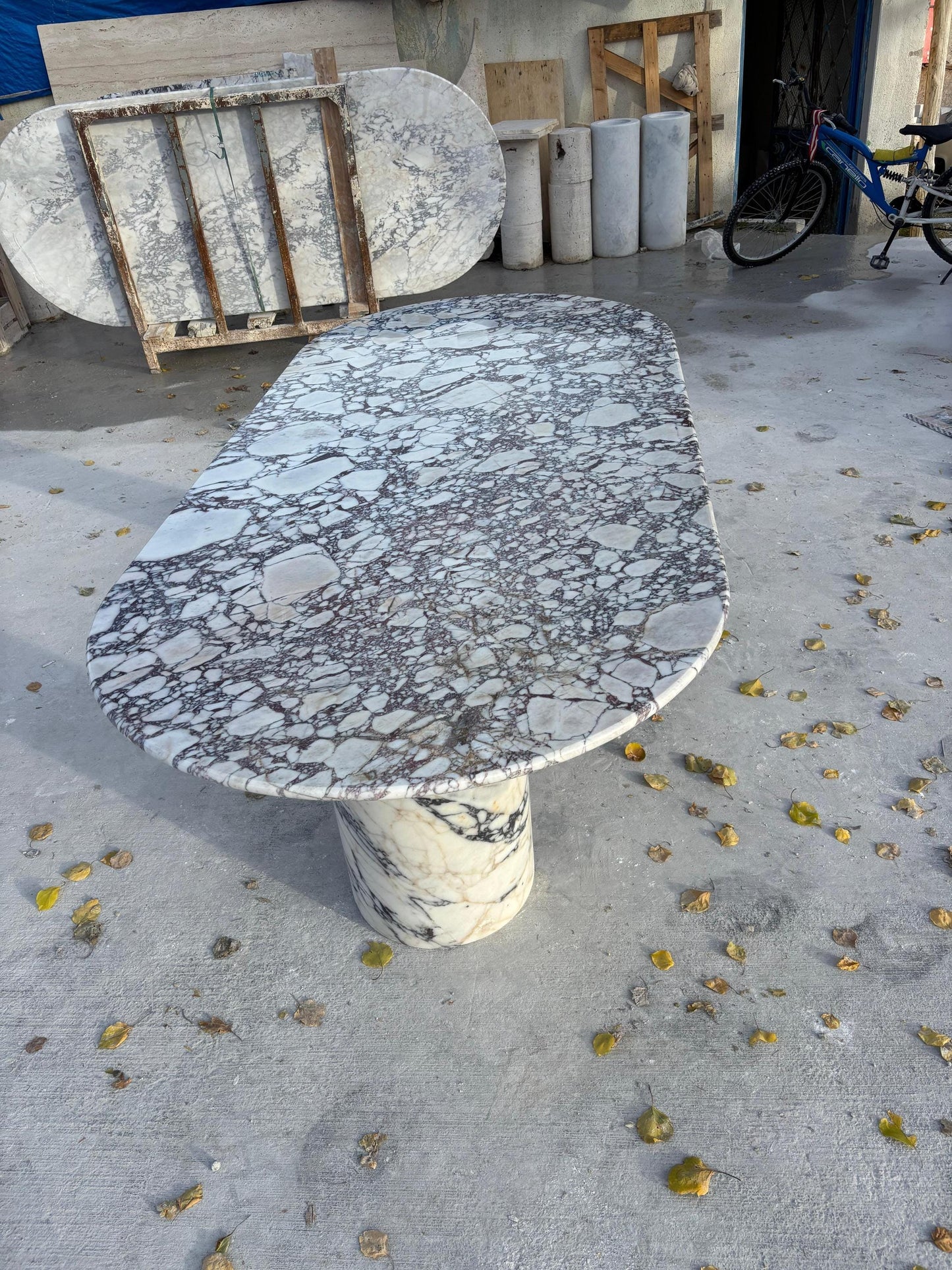 Oval Marble Dining Table - Calacatta Viola Office Meeting Desk - Handmade Luxury Furniture - Table Top