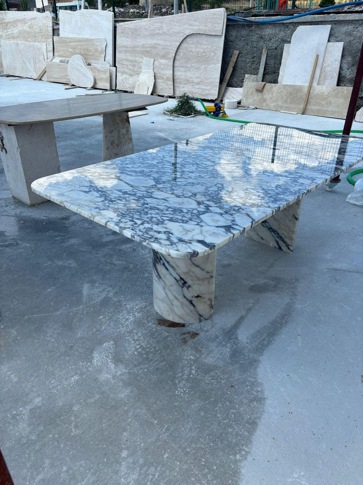 Calacatta Viola Marble Dining Table: Italian Kitchen Table, Handmade