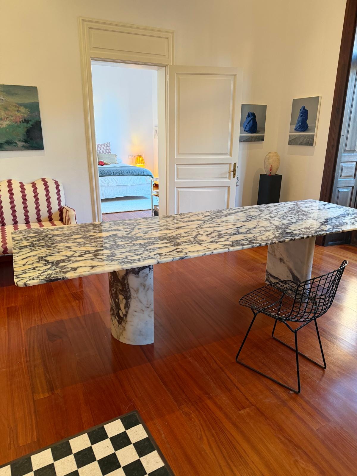 Rectangular Calacatta Viola Marble Dinner Table - Handmade Natural Dining Table