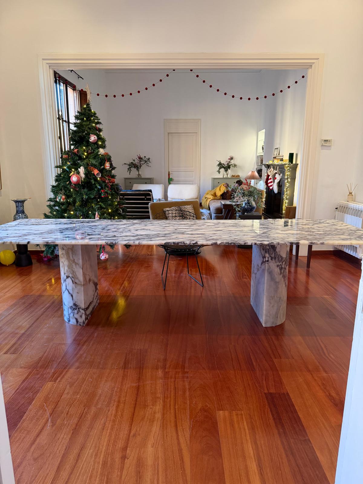 Rectangular Calacatta Viola Marble Dinner Table - Handmade Natural Dining Table