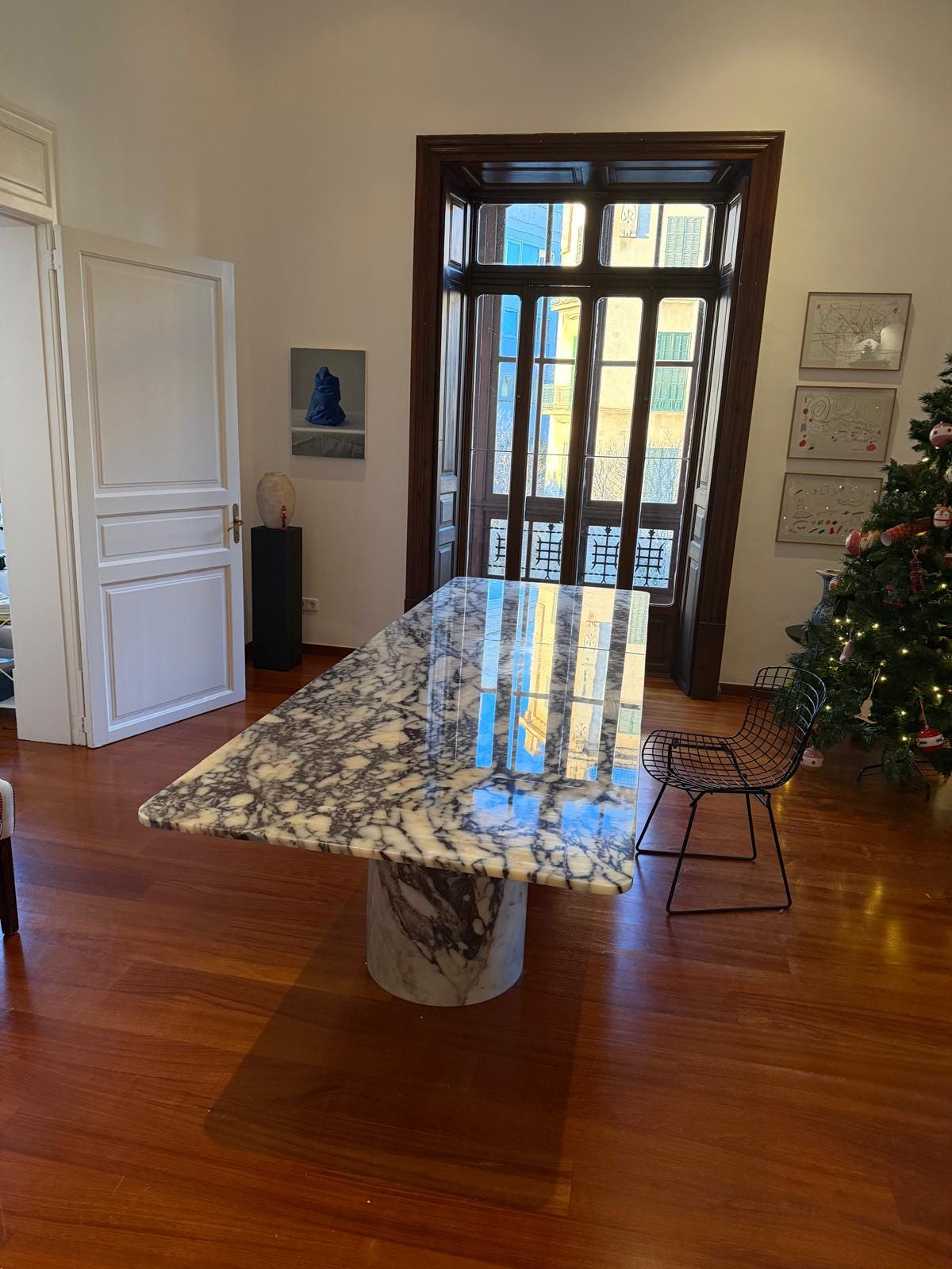 Rectangular Calacatta Viola Marble Dinner Table - Handmade Natural Dining Table