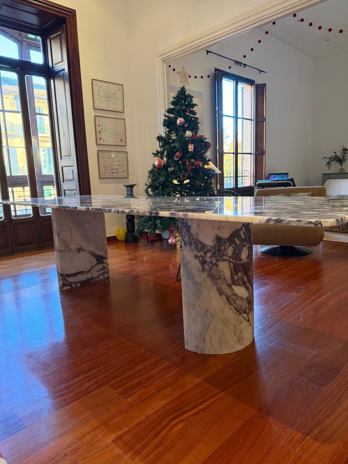 Rectangular Calacatta Viola Marble Dinner Table - Handmade Natural Dining Table