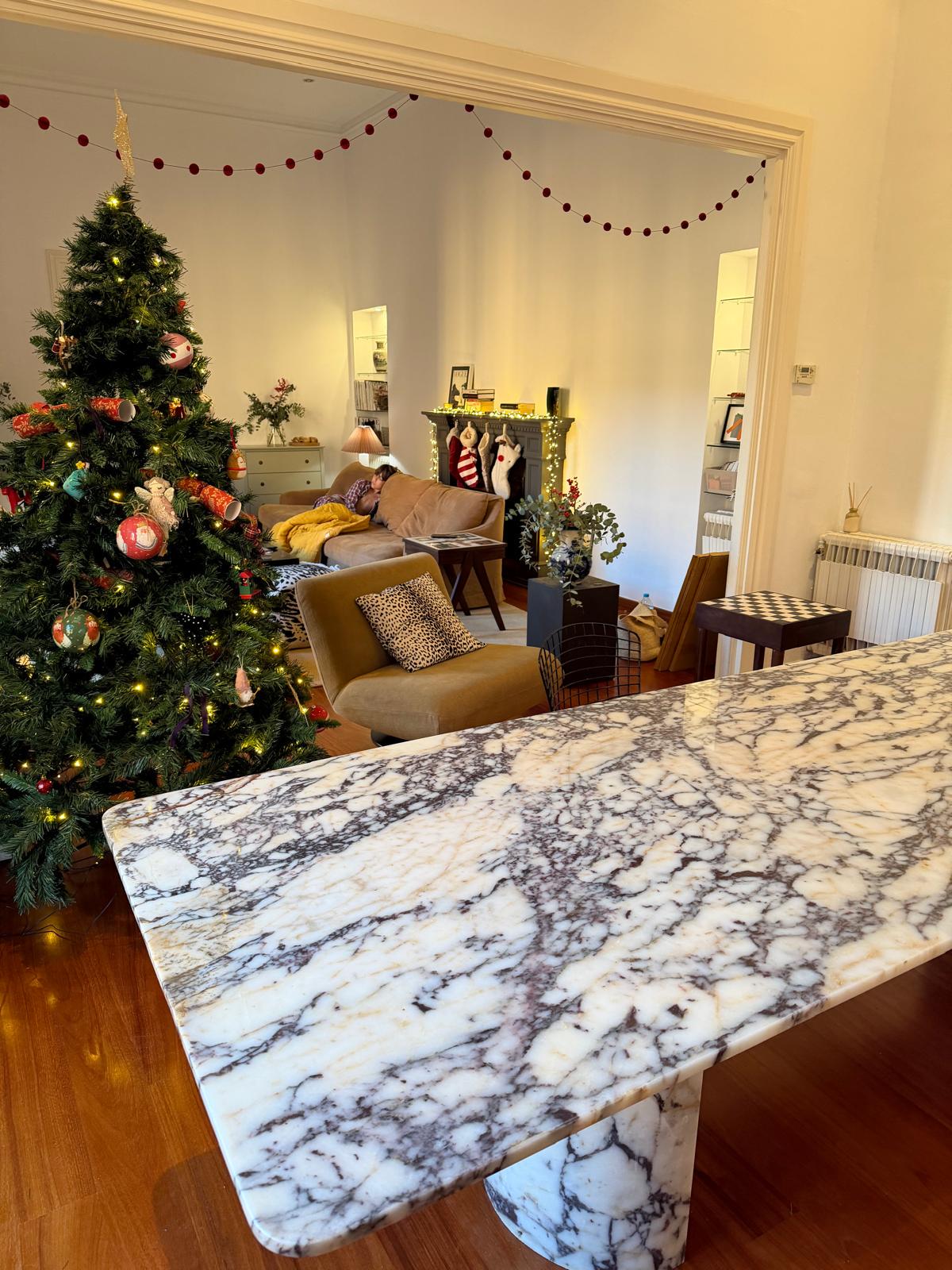 Rectangular Calacatta Viola Marble Dinner Table - Handmade Natural Dining Table