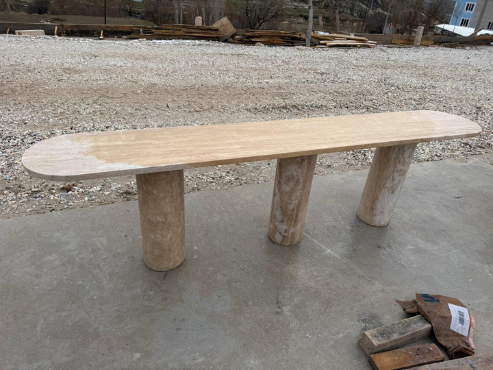 Custom Travertine Stone Console - Marble Console Table - Handmade Furniture