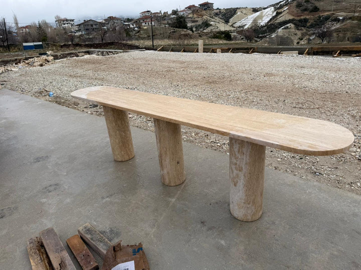 Custom Travertine Stone Console - Marble Console Table - Handmade Furniture