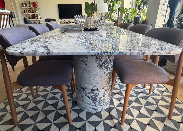 Calacatta Viola Marble Dining Table, Handcrafted Natural Home Living Room Table Top