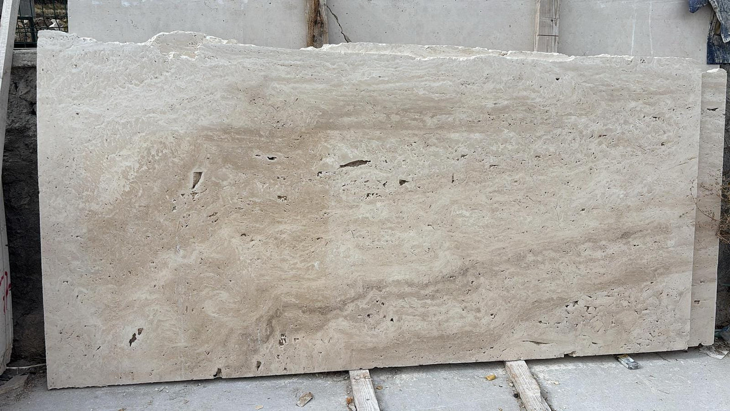 Travertine Dining Table - Natural Handmade Beige Stone Living Room Marble Furniture