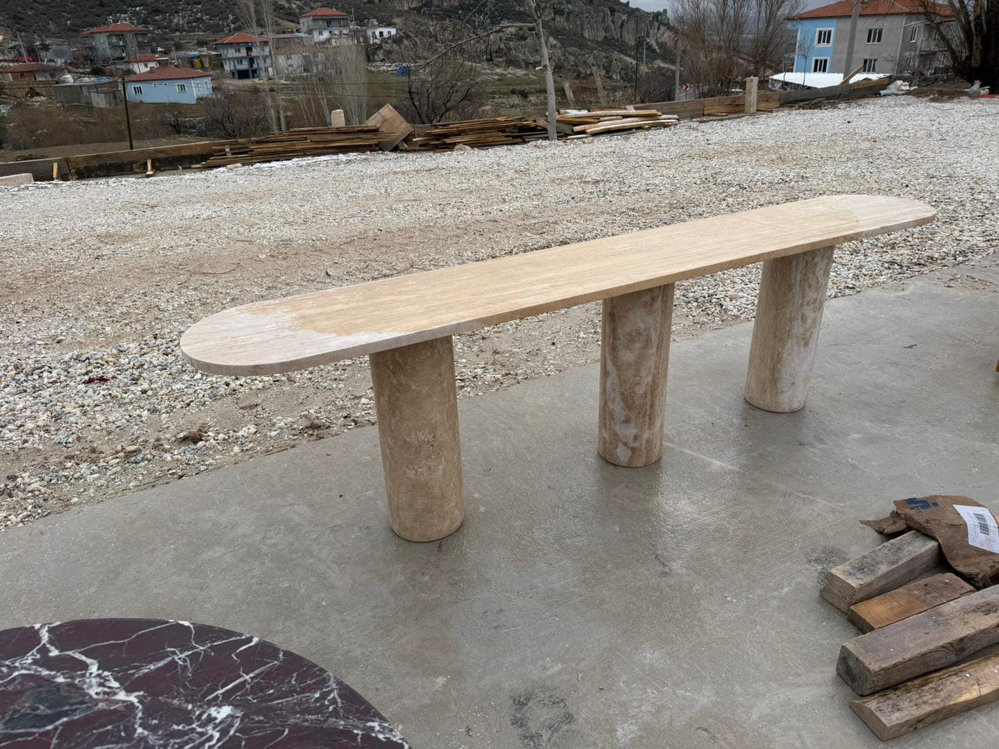 Custom Travertine Stone Console - Marble Console Table - Handmade Furniture