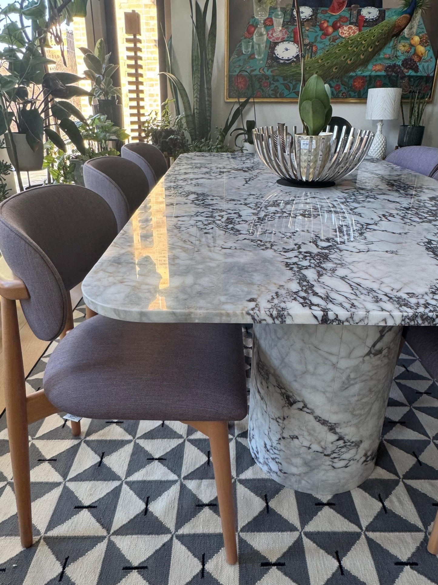 Calacatta Viola Marble Dining Table, Handcrafted Natural Home Living Room Table Top