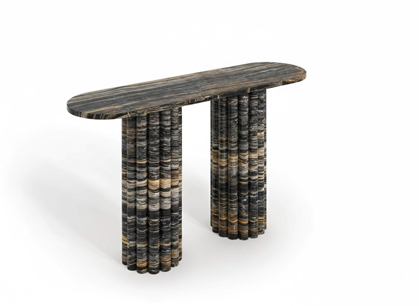 Natural Nero Picasso Marble Console Table - Gold Black Hallway Dresser - Handmade Stone