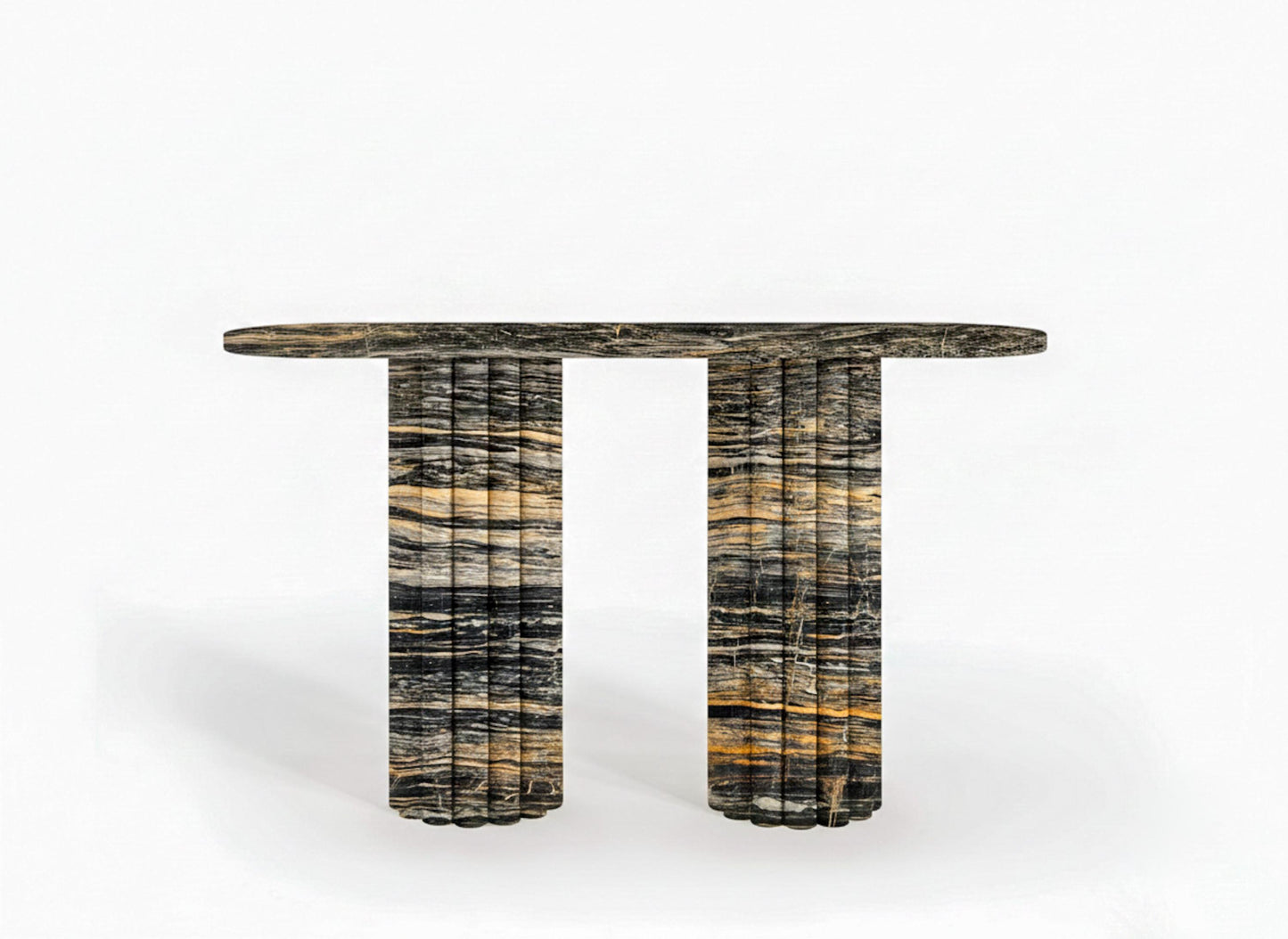Natural Nero Picasso Marble Console Table - Gold Black Hallway Dresser - Handmade Stone