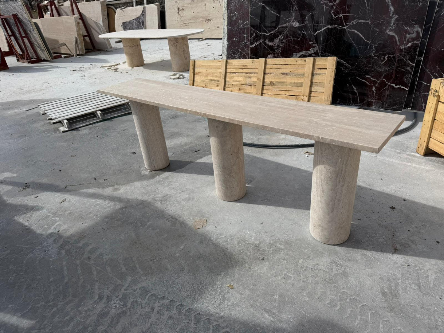 Rectangular Travertine Dresser - Marble Console Table - Custom Beige Stone - Office Desk