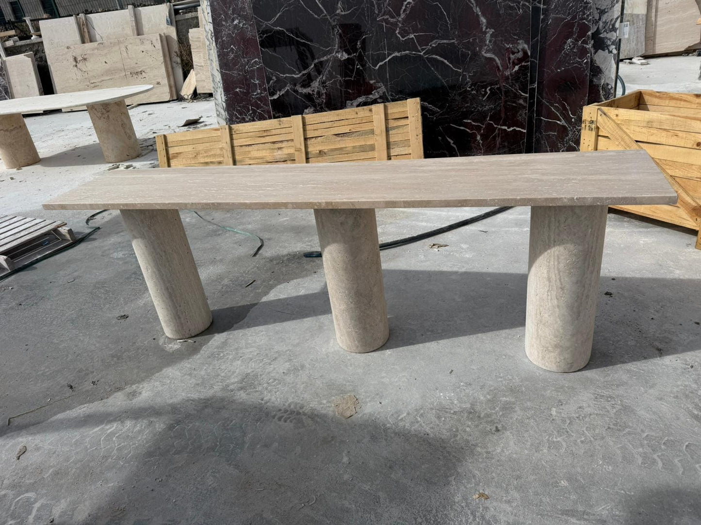 Rectangular Travertine Dresser - Marble Console Table - Custom Beige Stone - Office Desk