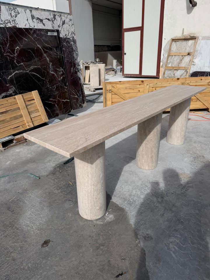 Rectangular Travertine Dresser - Marble Console Table - Custom Beige Stone - Office Desk