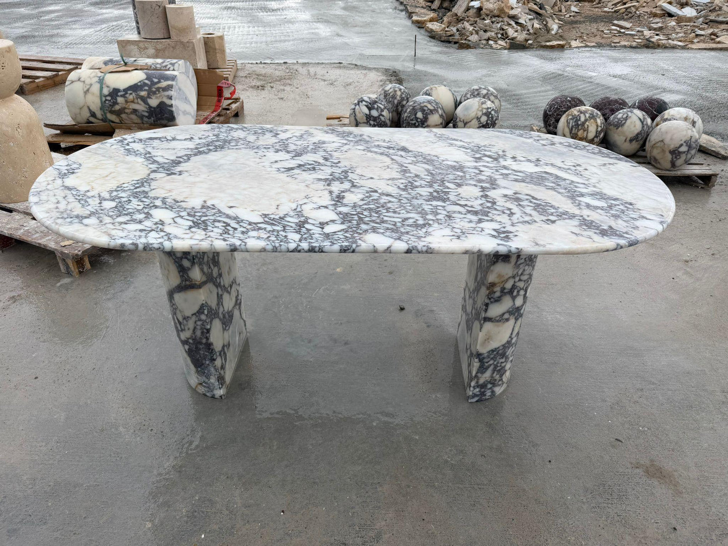 Calacatta Viola Marble Dining Table - Modern Custom Table Top - Handmade Italian Stone
