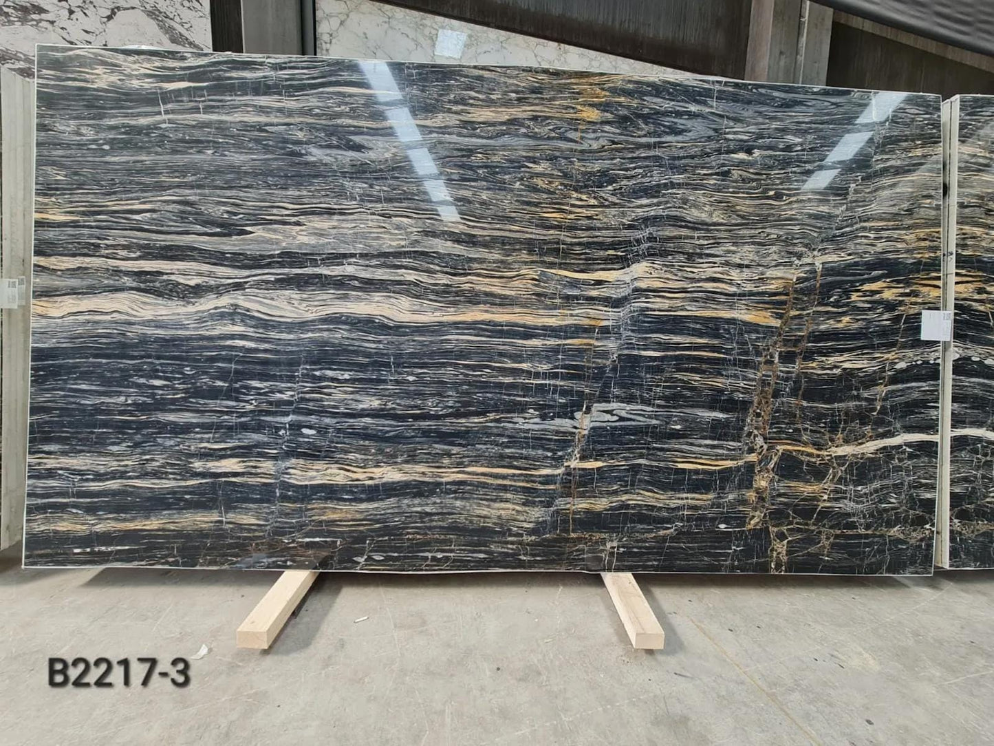 Natural Nero Picasso Marble Console Table - Gold Black Hallway Dresser - Handmade Stone