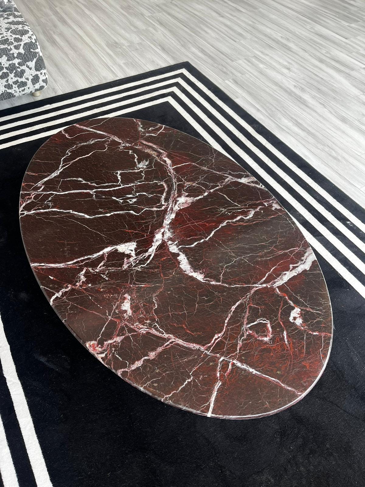 Custom Rosso Levanto Coffee Table - Red Marble End Table - Handmade Cherry Stone Desk