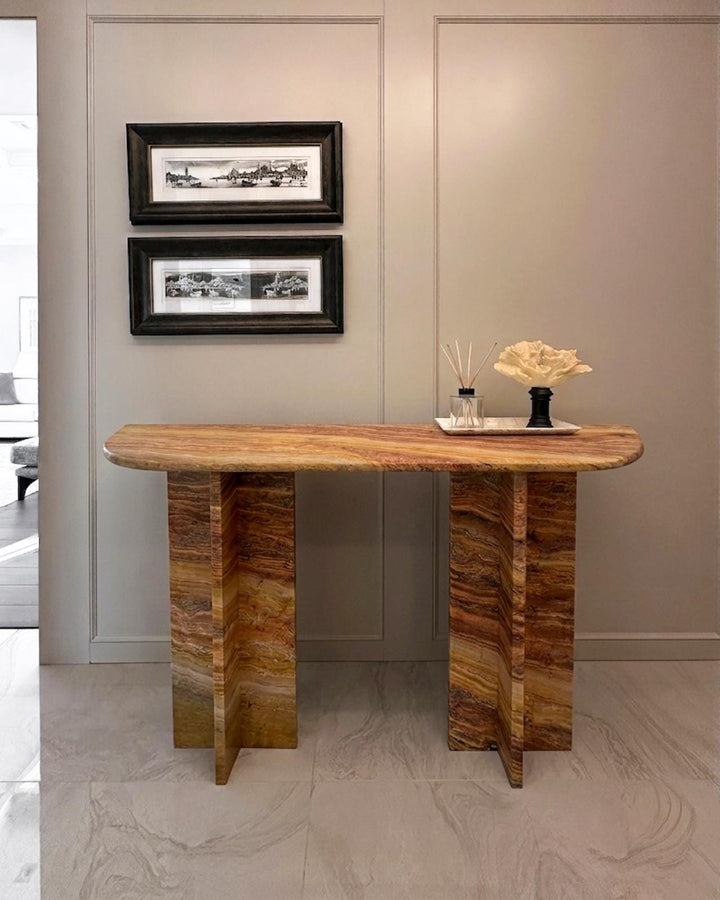 Autumn Travertine Stone Console Table - Marble Hallway Entrway Table - Handmade Natural Custom Sizes