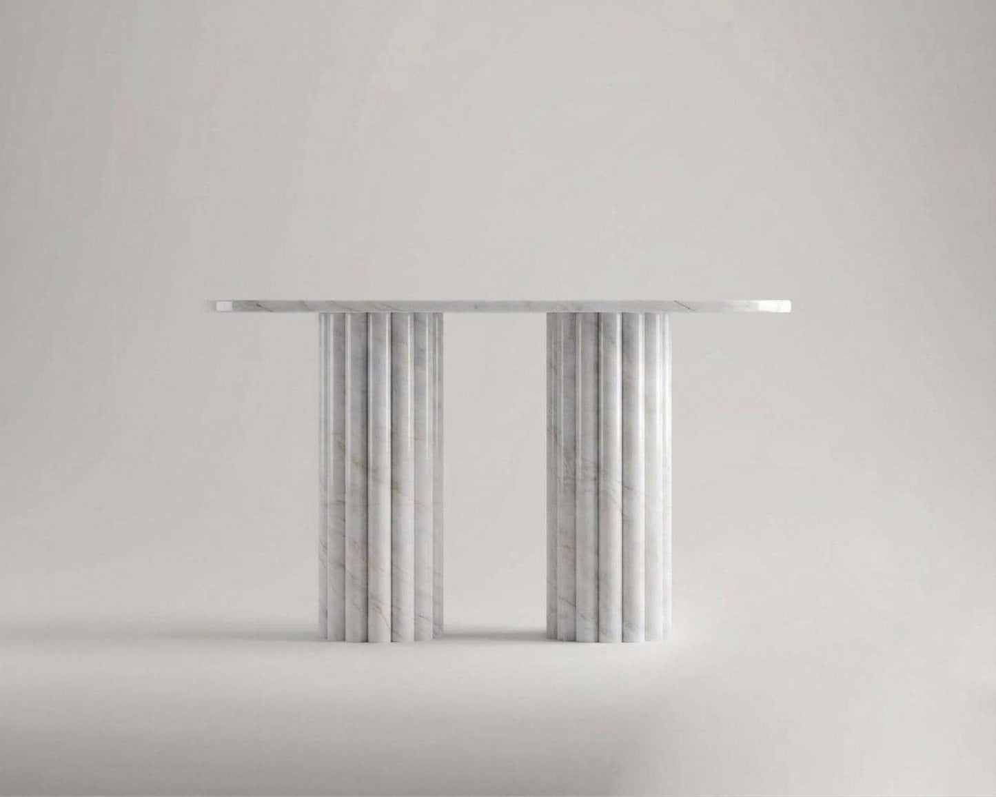 White Carraara Marble Design Console Table - Handmade Stone Living Luxury Furniture - Natural Entry Hallway