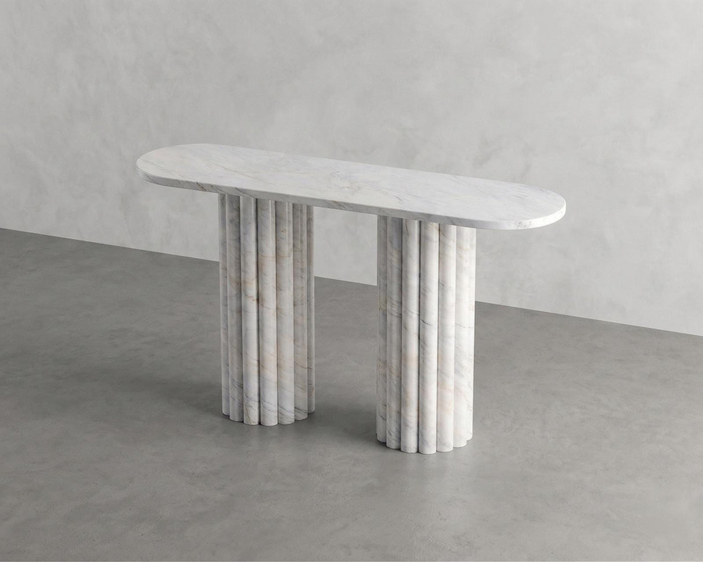 White Carraara Marble Design Console Table - Handmade Stone Living Luxury Furniture - Natural Entry Hallway