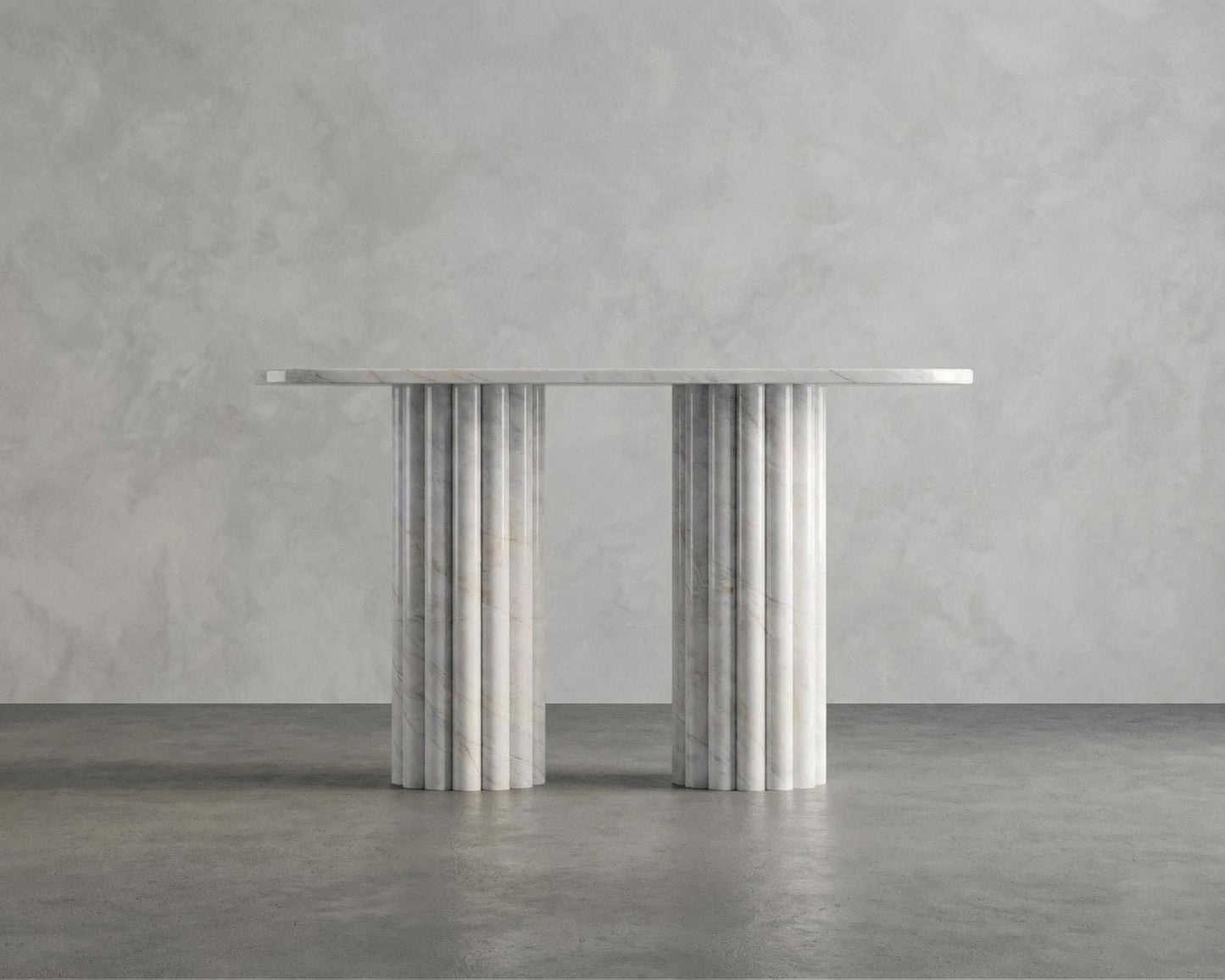 White Carraara Marble Design Console Table - Handmade Stone Living Luxury Furniture - Natural Entry Hallway