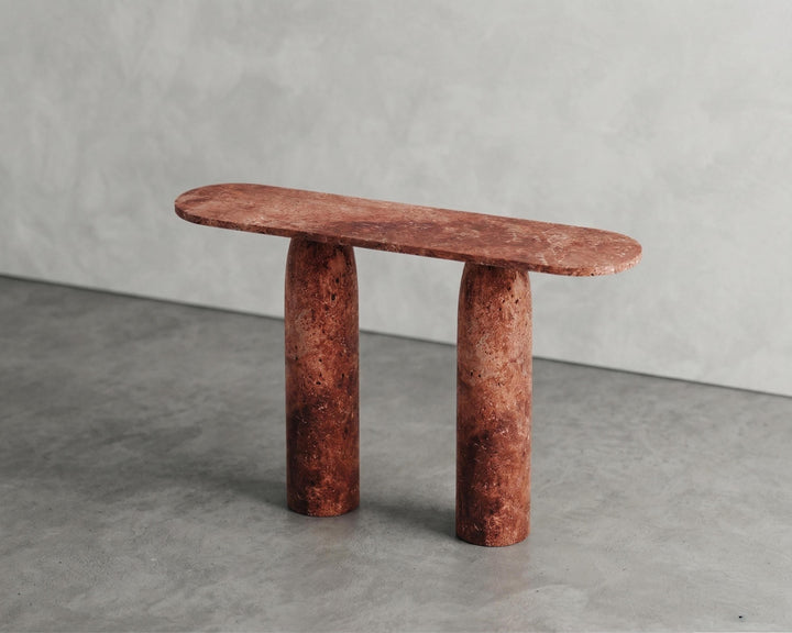 Cusrom Red Travertine Entrway Console Table - Marble Hallway Table - Customizable Sizes