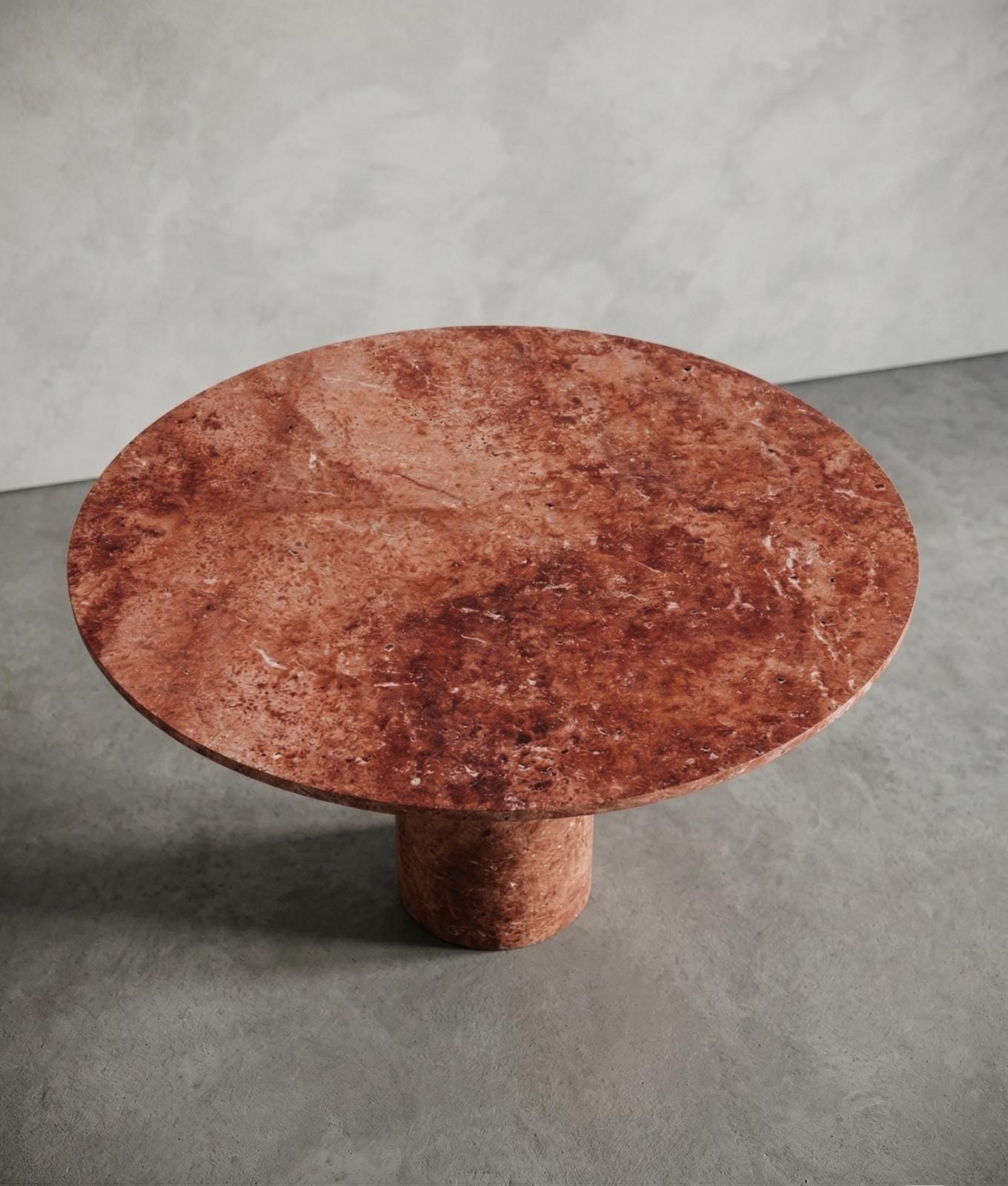 Red Travertine Round Dining Table: Custom Kitchen Table