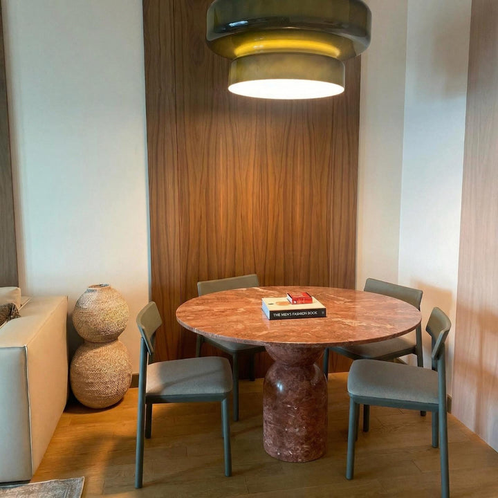 Red Travertine Round Dining Table: Custom Kitchen Table