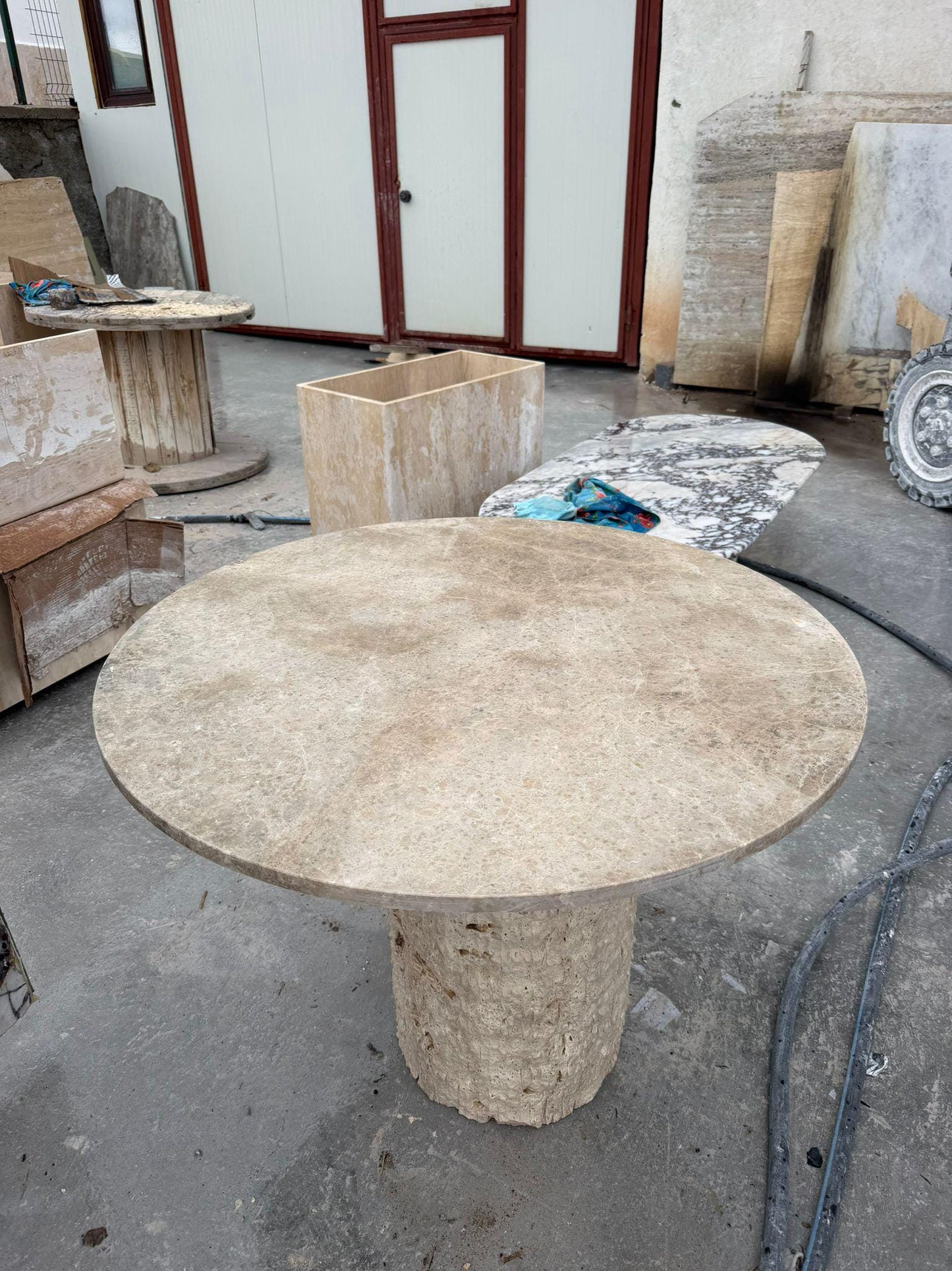 Emperador Dark Brown Marble Dining Table - Handmade Stone Custom Sizes Kitchen Table