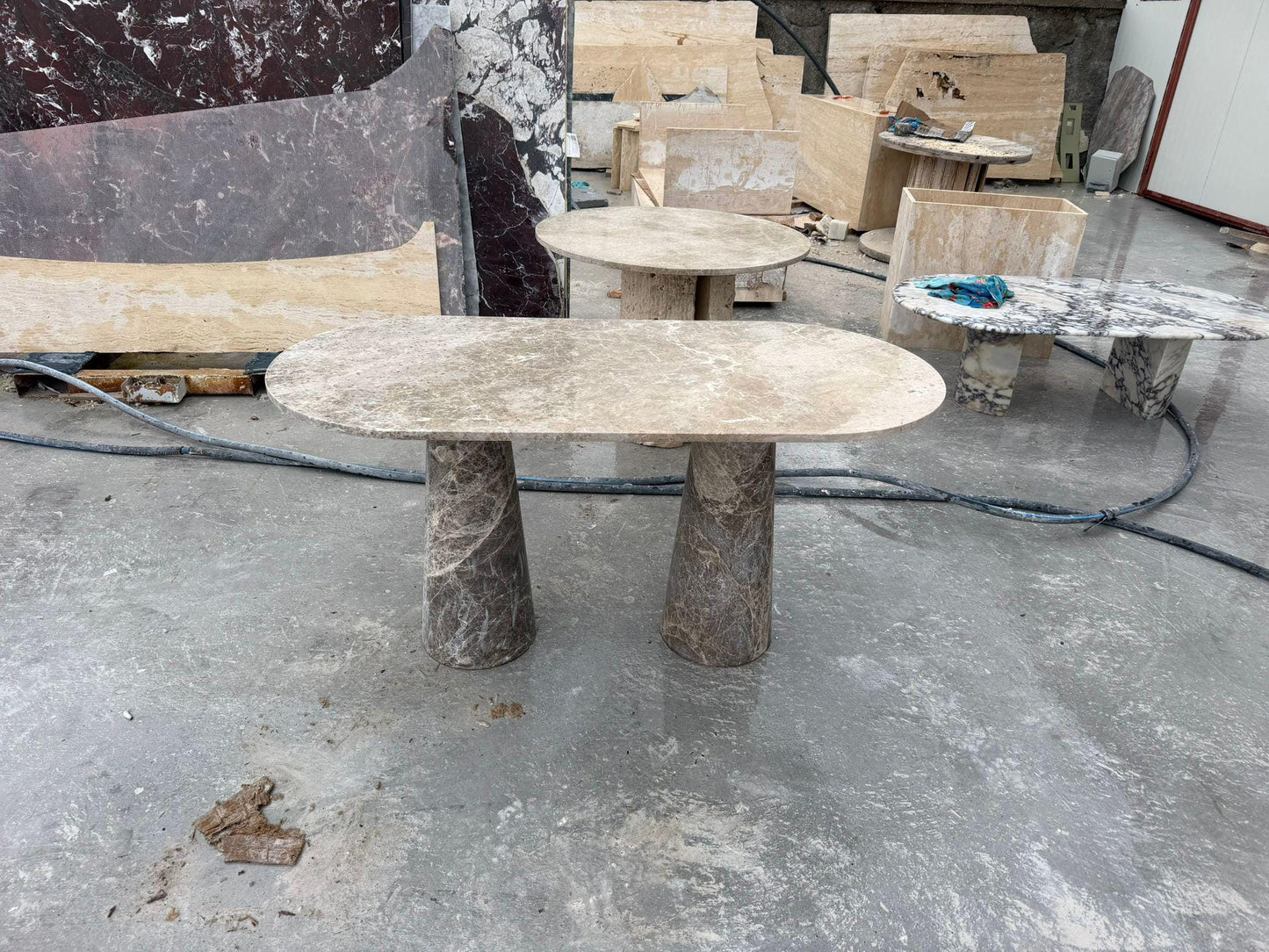 Emperador Dark Brown Marble Dining Table - Handmade Stone Custom Sizes Kitchen Table