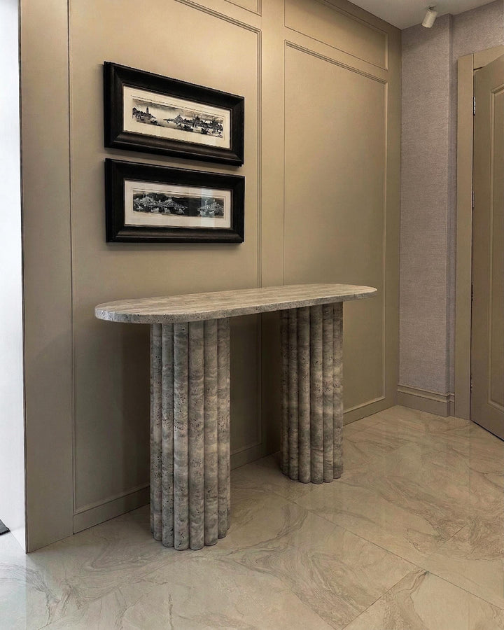 Silver Marble Travertine Hallway Console Dresser Table