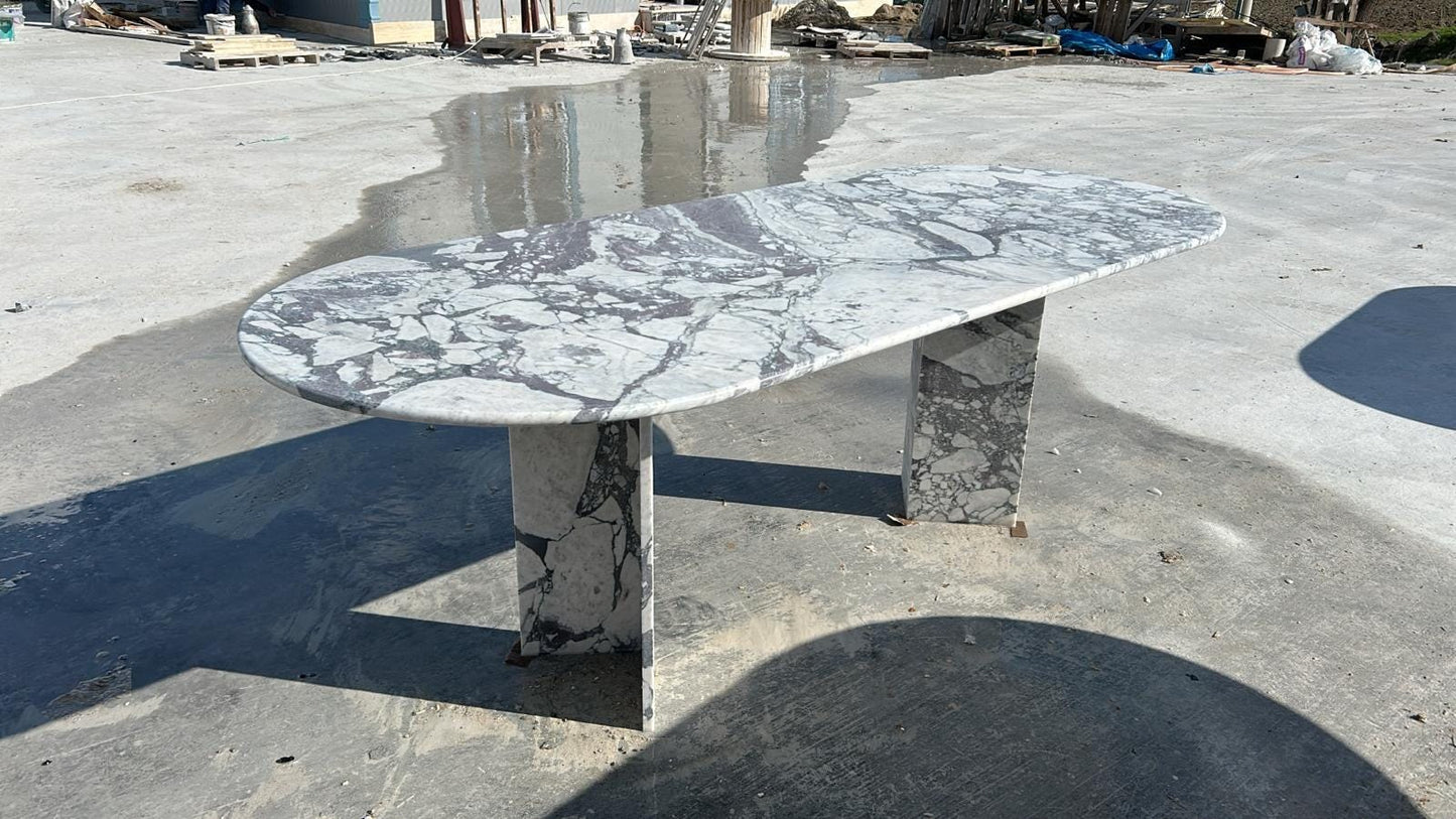 Custom Calacatta Viola Marble Oval Dining Table – Italian Natural Stone Top