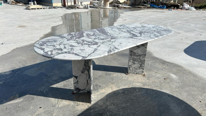 Custom Calacatta Viola Marble Oval Dining Table – Italian Natural Stone Top