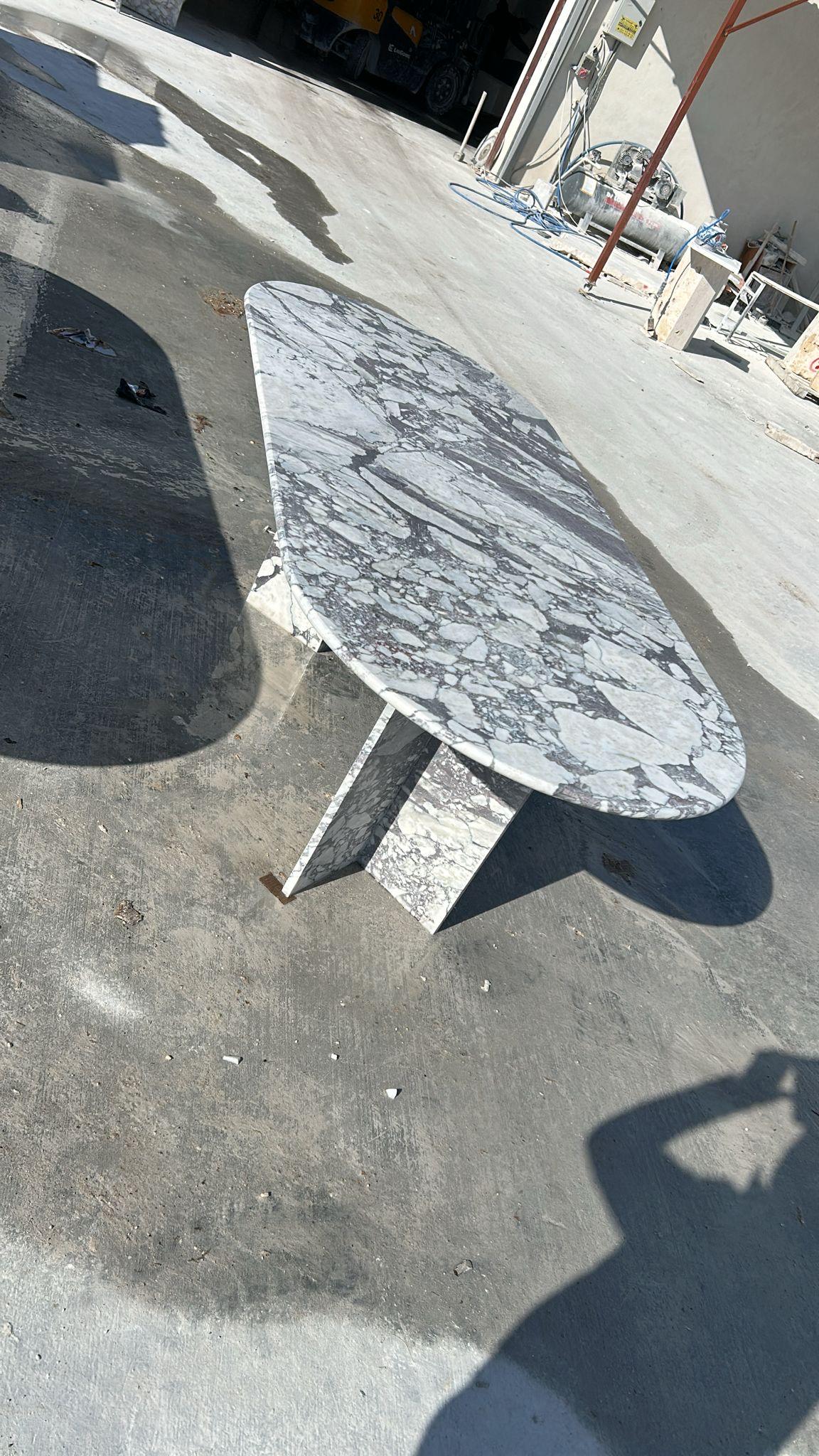 Custom Calacatta Viola Marble Oval Dining Table – Italian Natural Stone Top