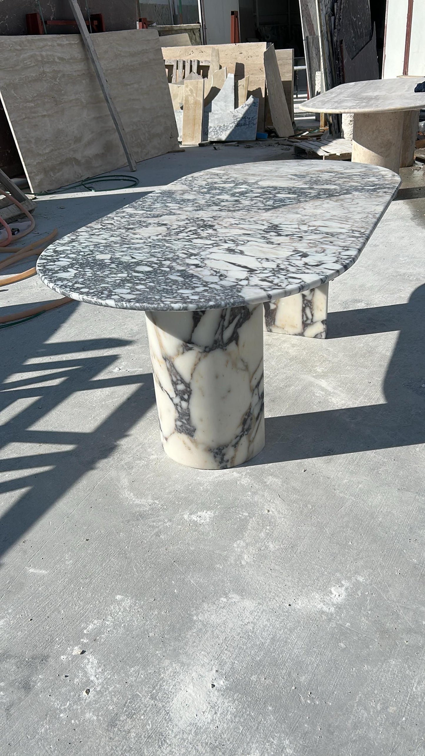 Oval Calacatta Viola Marble Dining Table – Italian Stone, Custom Sizes Available