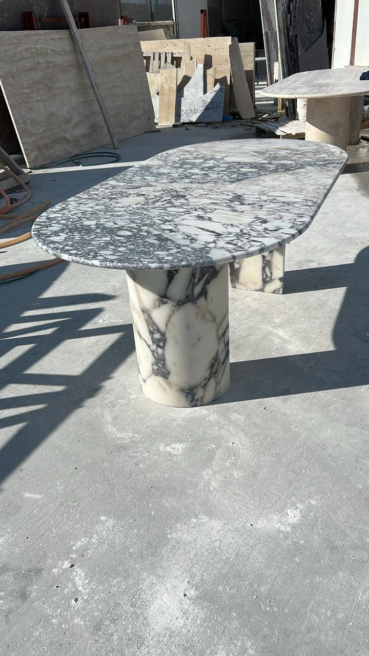 Oval Calacatta Viola Marble Dining Table – Italian Stone, Custom Sizes Available