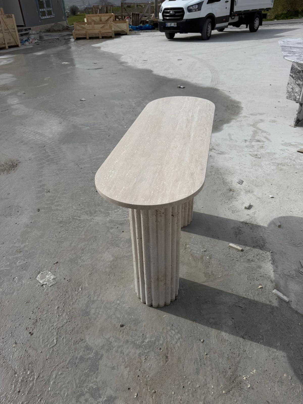 Custom Size Travertine Marble Console Table - Natural Handmade Hallway Entry Table