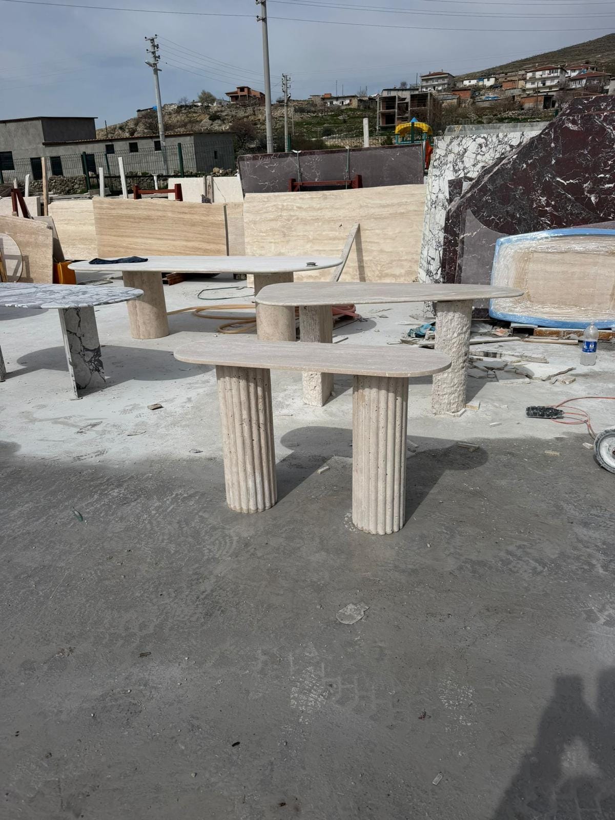 Custom Size Travertine Marble Console Table - Natural Handmade Hallway Entry Table